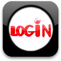 Glossy icon with text "login"